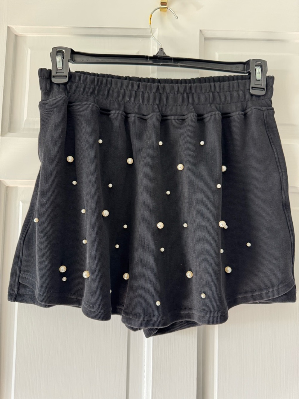 SHE + SKY black pearl embellished knit skort